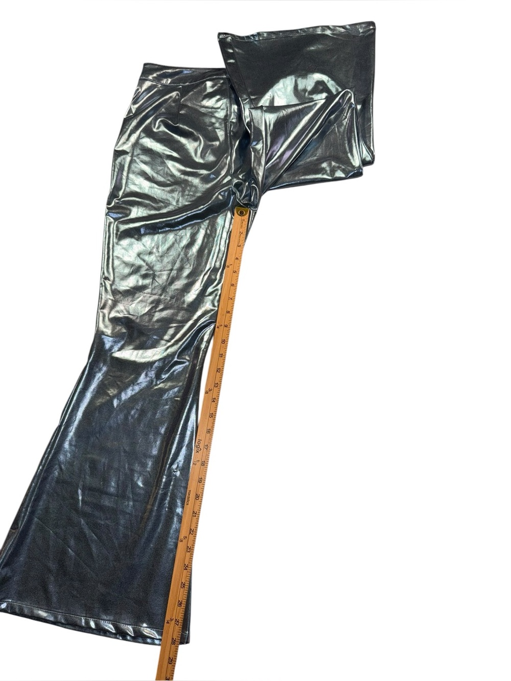Finesse Medium Metallic Blue Silver Flared High-Rise Pants Festival Costume - Picture 7 of 8